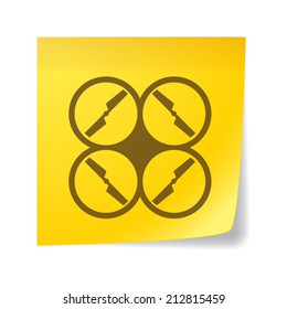 Illustration of an isolated sticky note with a drone
