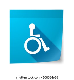 Illustration of an isolated sticky note with  a human figure in a wheelchair icon