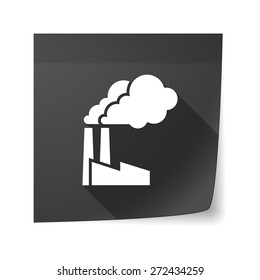 Illustration of an isolated sticky note icon with a factory