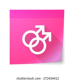 Illustration of an isolated sticky note icon with a female gay sign