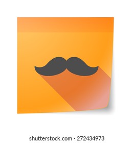 Illustration of an isolated sticky note icon with a moustache