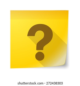 Illustration of an isolated sticky note icon with a question sign