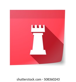 Illustration of an isolated sticky note with a  rook   chess figure