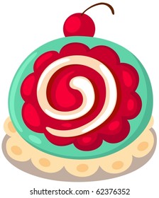 illustration of isolated strawberry roll cake on  white background