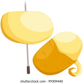 illustration of isolated sweet potato  on skewer