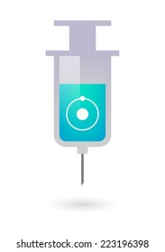 Illustration of an isolated syringe with an atom