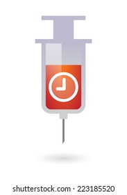 Illustration of an isolated syringe with a clock