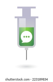 Illustration of an isolated syringe with a comic balloon
