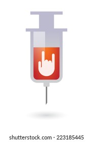 Illustration of an isolated syringe with a hand
