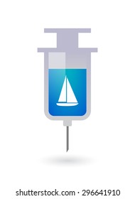 Illustration of an isolated syringe icon with a ship
