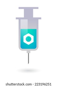 Illustration of an isolated syringe with a nut