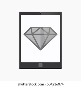 Illustration of an isolated tablet pc with a diamond