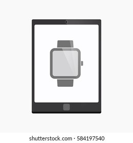 Illustration of an isolated tablet pc with a smart watch