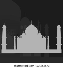 Illustration of isolated the Taj Mahal in India on black background