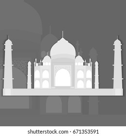 Illustration of isolated the Taj Mahal in India on dark background.ai