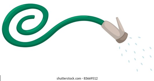 illustration of isolated tap water and rubber hose on white