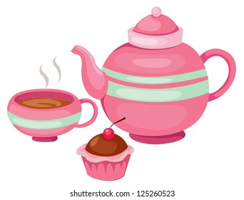 illustration of isolated tea pot set vector