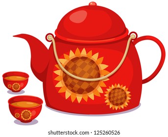 illustration of isolated tea pot set vector