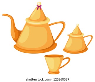 illustration of isolated tea pot set vector