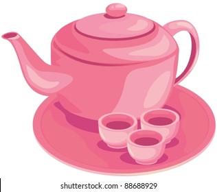 illustration of isolated tea set on white background