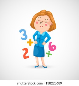 illustration of isolated teacher in the class