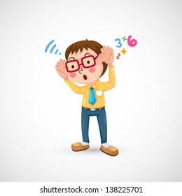 illustration of isolated teacher in the class