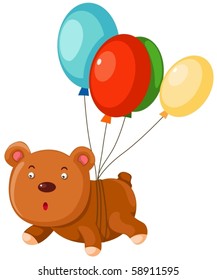 illustration of isolated teddy bear flies with balloon