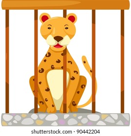 illustration of isolated tiger in cage on white background