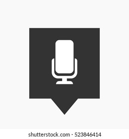 Illustration of an isolated tooltip icon with  a microphone sign