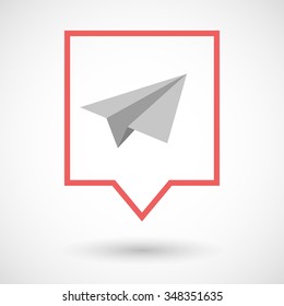 Illustration of an isolated tooltip line art icon with a paper plane