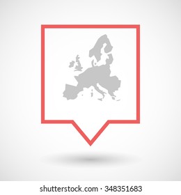 Illustration of an isolated tooltip line art icon with  a map of Europe 
