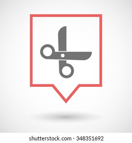 Illustration of an isolated tooltip line art icon with a scissors