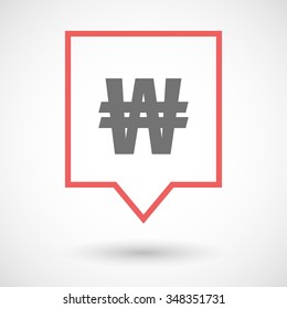 Illustration of an isolated tooltip line art icon with a won currency sign