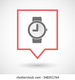 Illustration of an isolated tooltip line art icon with a wrist watch