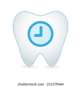 Illustration of an isolated tooth with a clock
