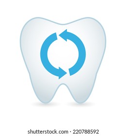 illustration of an isolated tooth with a fruit