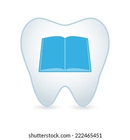 Illustration of an isolated tooth icon with a book
