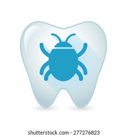 Illustration of an isolated tooth icon with a bug