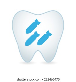 Illustration of an isolated tooth icon with a bunch of bombs