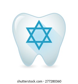 Illustration of an isolated tooth icon with a David star sign