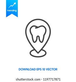 Illustration of an isolated tooth icon with a map
