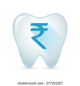 Illustration of an isolated tooth icon with a rupee sign