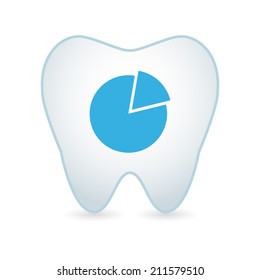 Illustration of an isolated tooth with a piechart icon