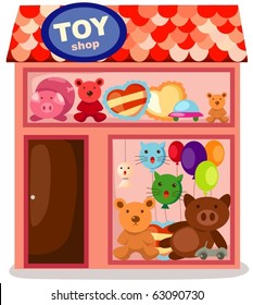 illustration of isolated toy shop on white background