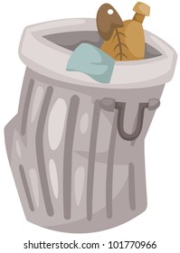 illustration of isolated trash bin on white background