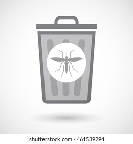 Illustration of an isolated trash can icon with  a mosquito
