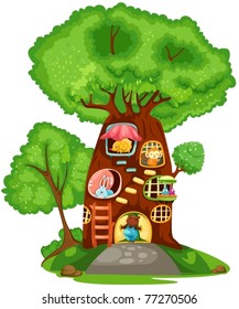 illustration of isolated tree house on white background