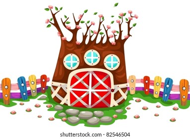 illustration of isolated tree house on white background