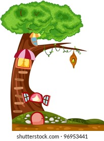 illustration of isolated tree house on white background