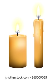 illustration of isolated two candles on white background